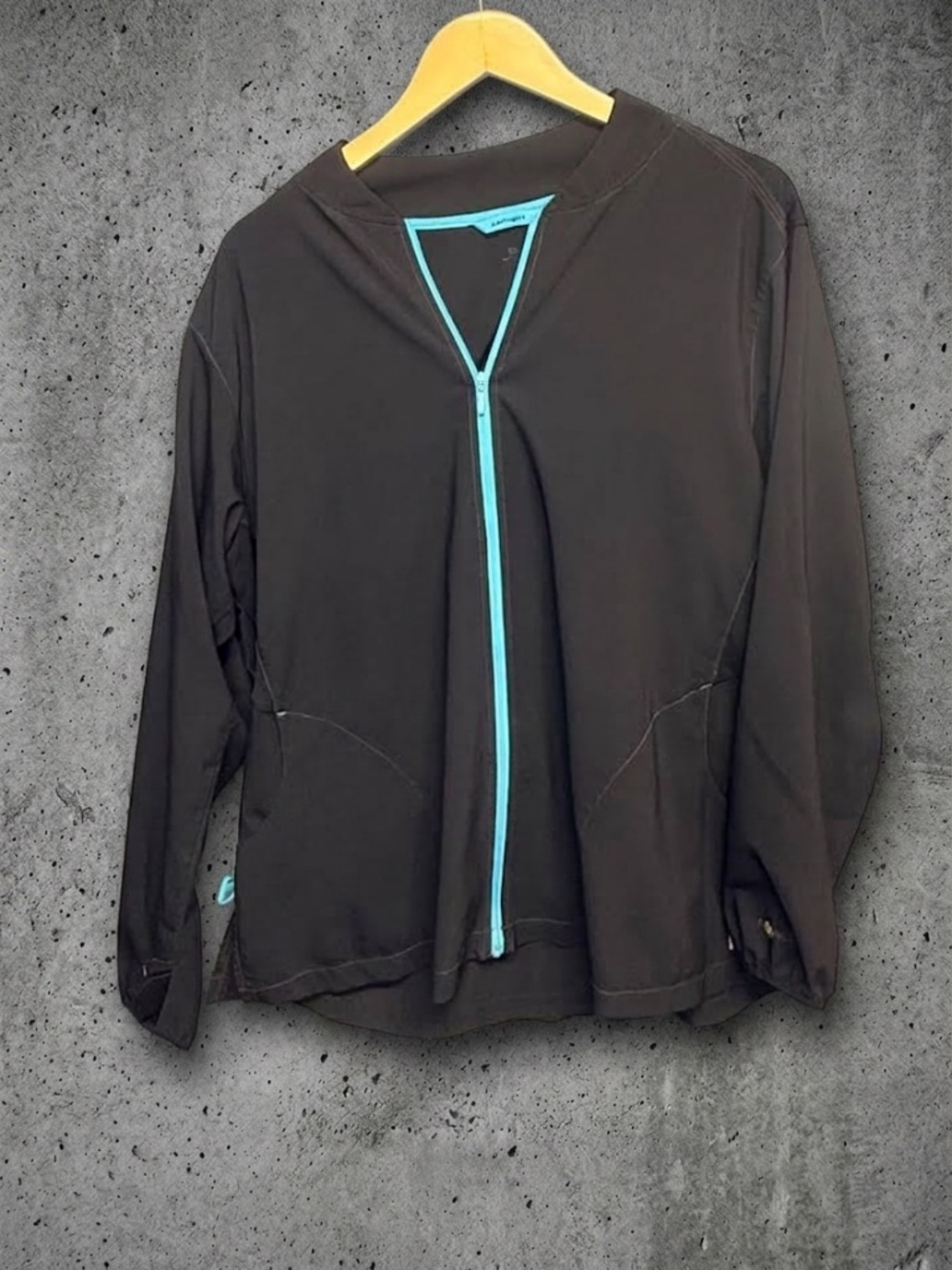 Carhartt Force Women XL Scrub Jacket Grey Turquoise Zip Front Warm Up Utility